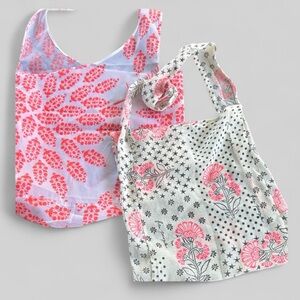 Free People bundle of two reusable tote bags whimsical bohemian lightweight